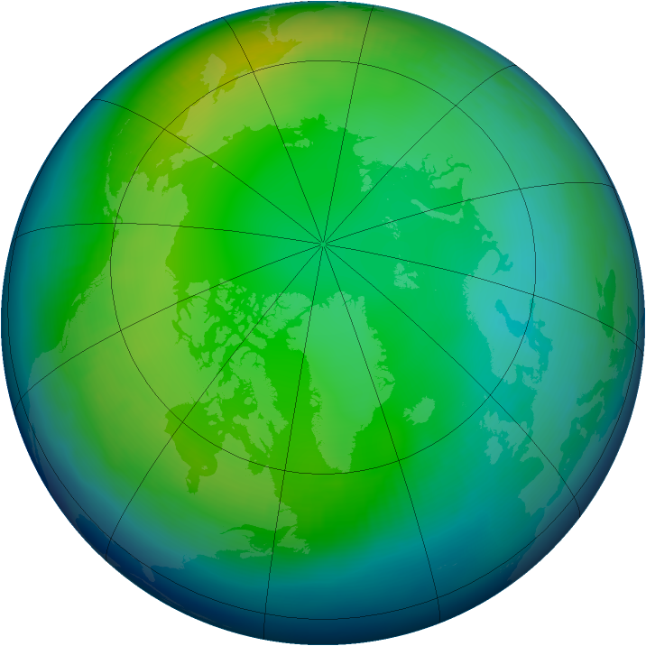 Arctic ozone map for December 1992